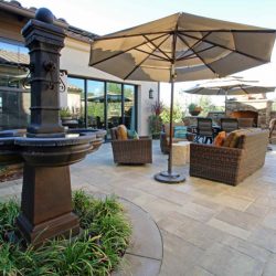 Outdoor entertainment area - fountain - fireplace, Dreamscape by MGR leading pool contractor in Orange County