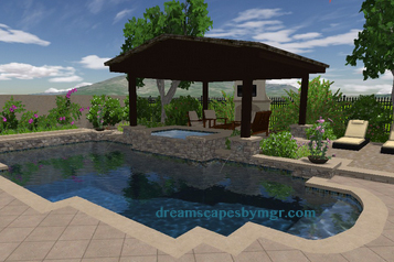 Conceptual design of Grecian style pool, Dreamscape by MGR leading pool contractor in Orange County
